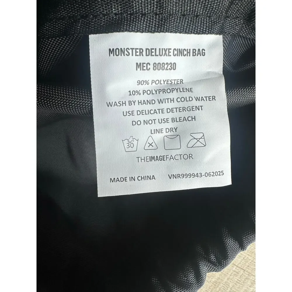 Monster Energy Deluxe Cinch Drawstring Backpack gym bag Black NEW